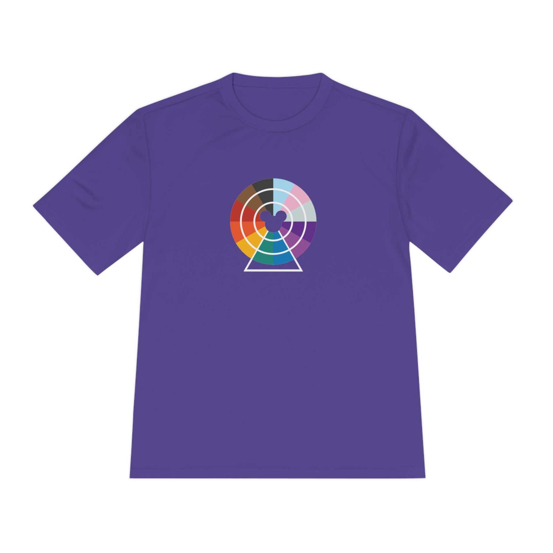 Pixar Wheel Pride edition T-shirt, with wheel in the progress pride colors, purple