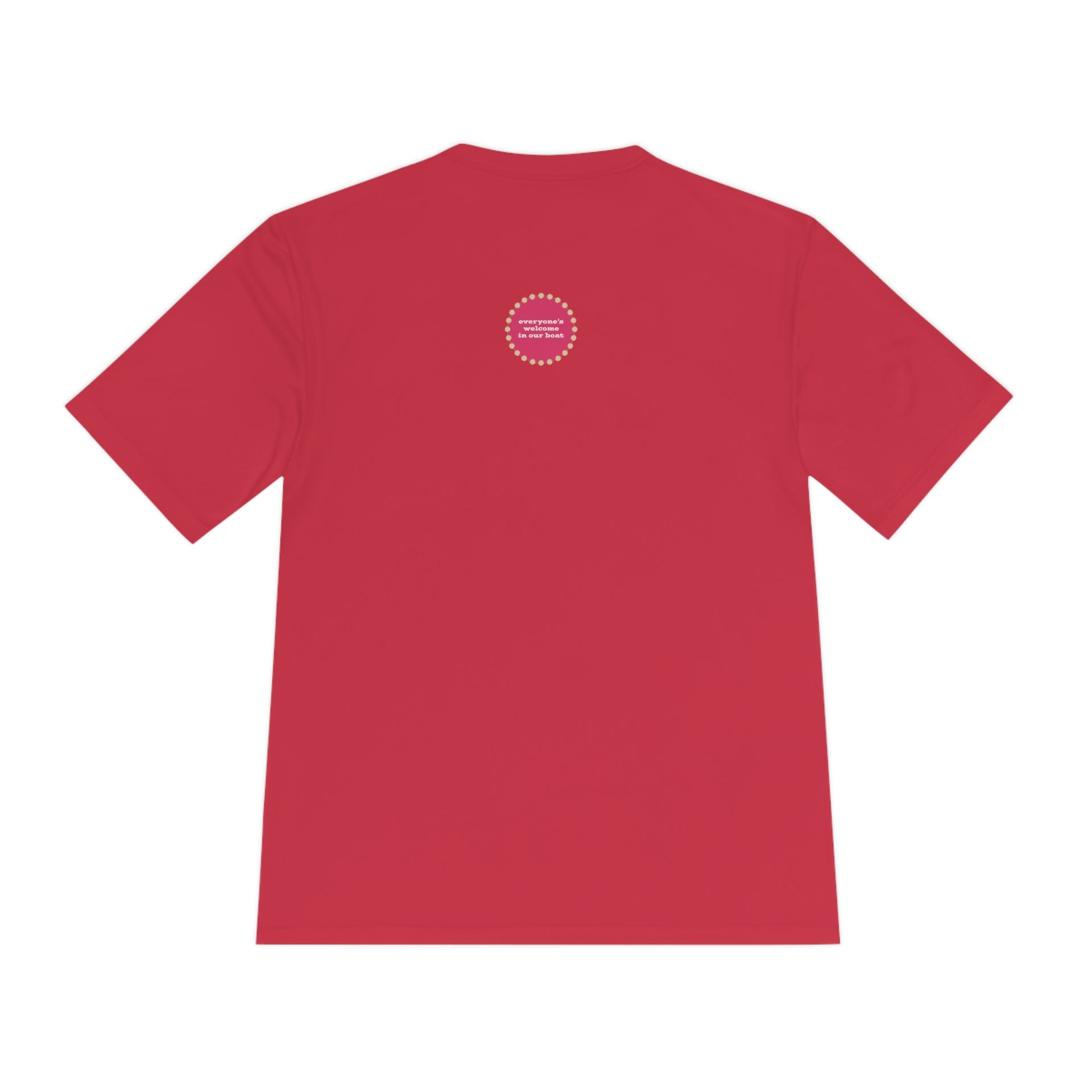 Small World After All 100% polyester shirt-Pride edition, true red