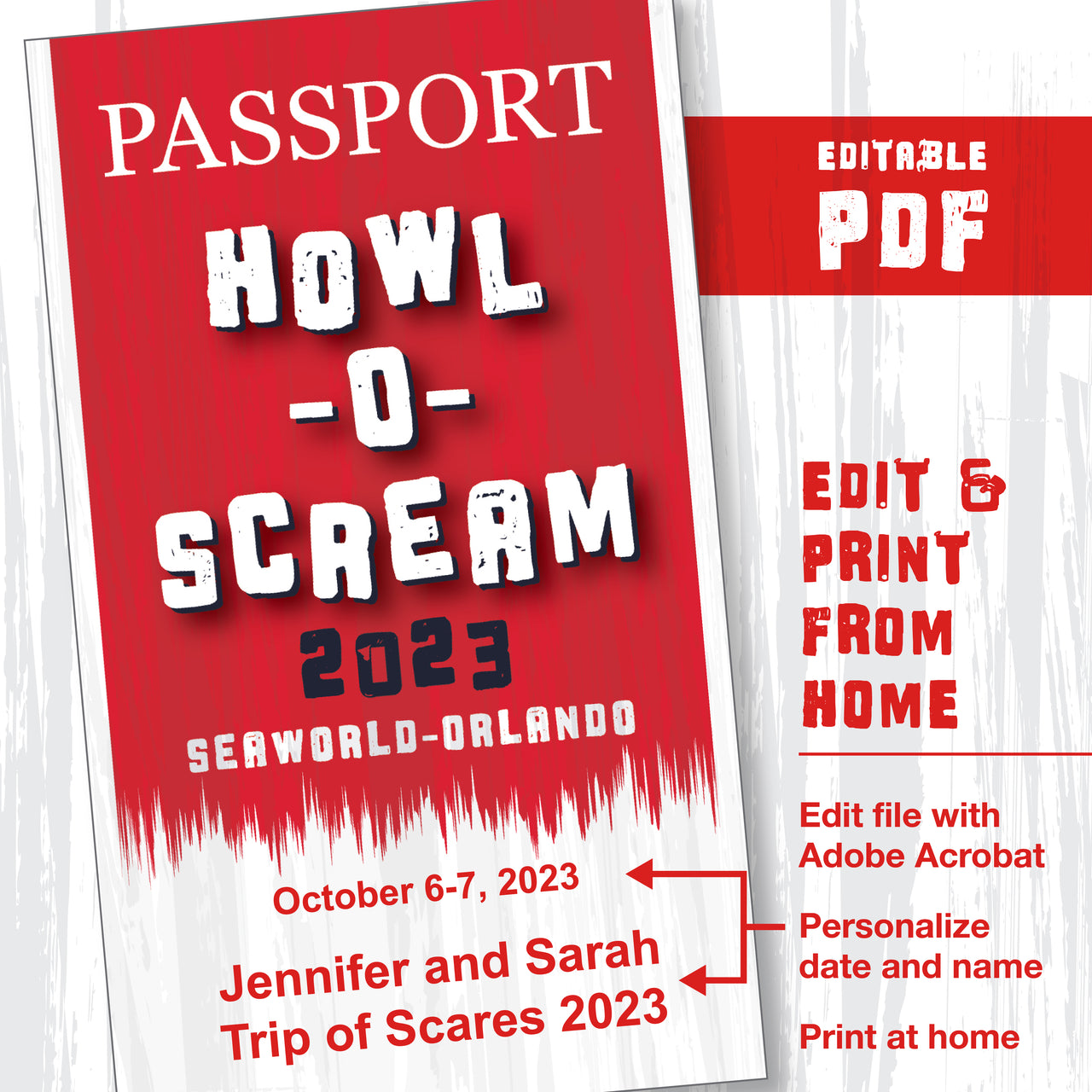 Howl-O-Scream at SeaWorld Orlando Passport PDF to edit and print from home