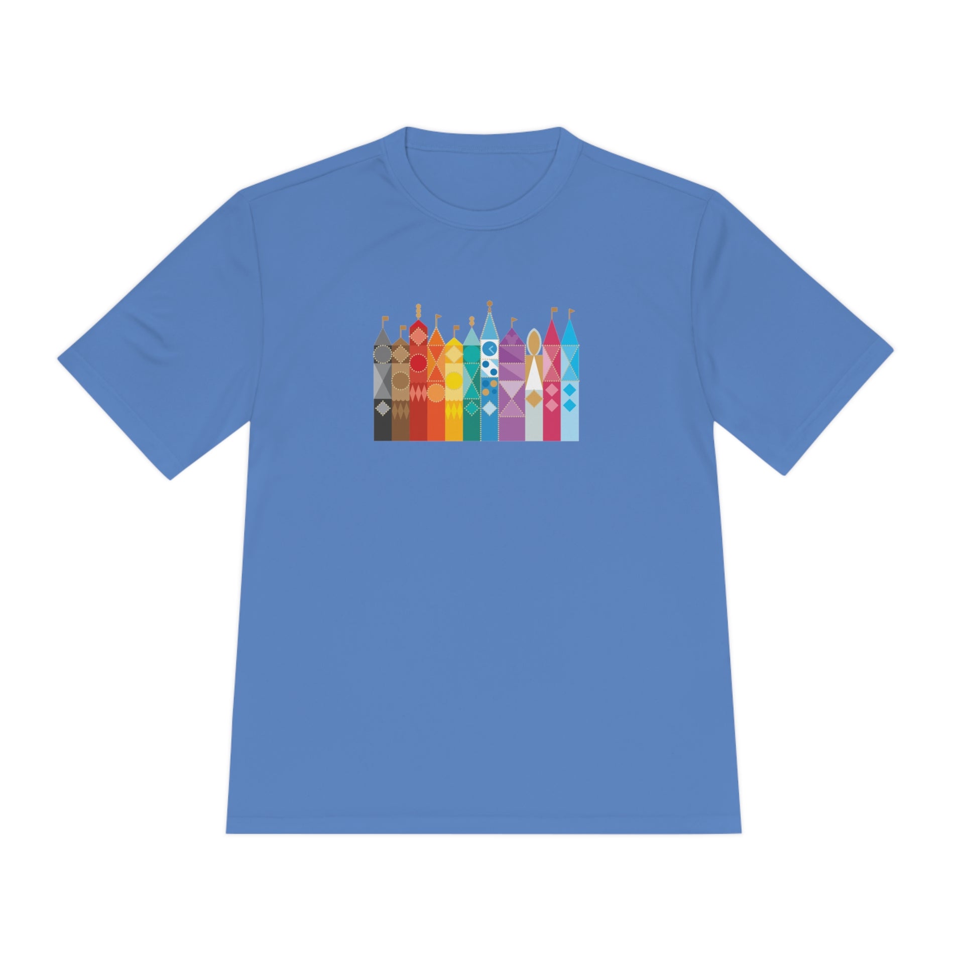 Small World After All 100% polyester shirt-Pride edition, carolina blue