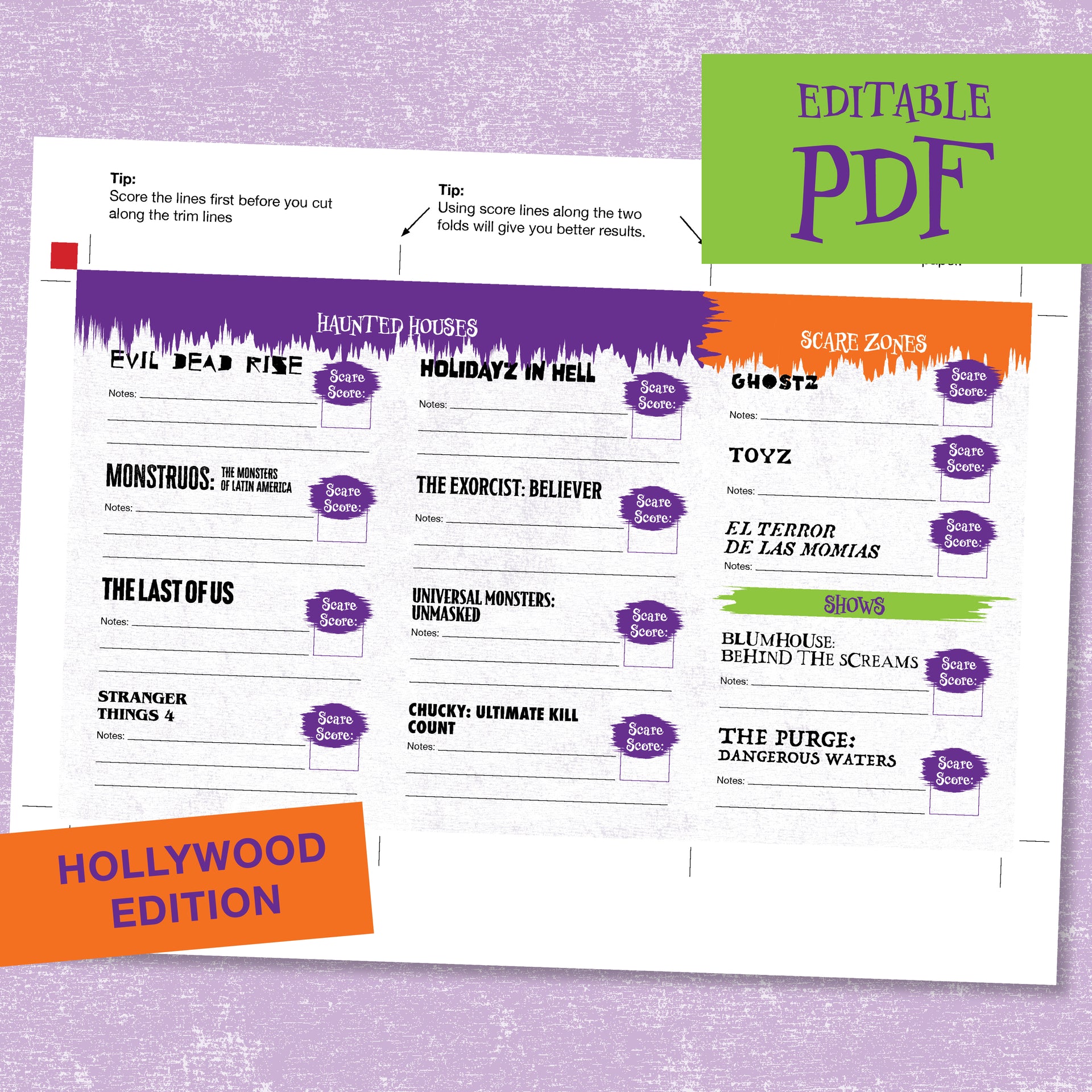 Halloween Horror Nights 2023 Passport PDF for Hollywood to download, edit and personalize in Acrobat.