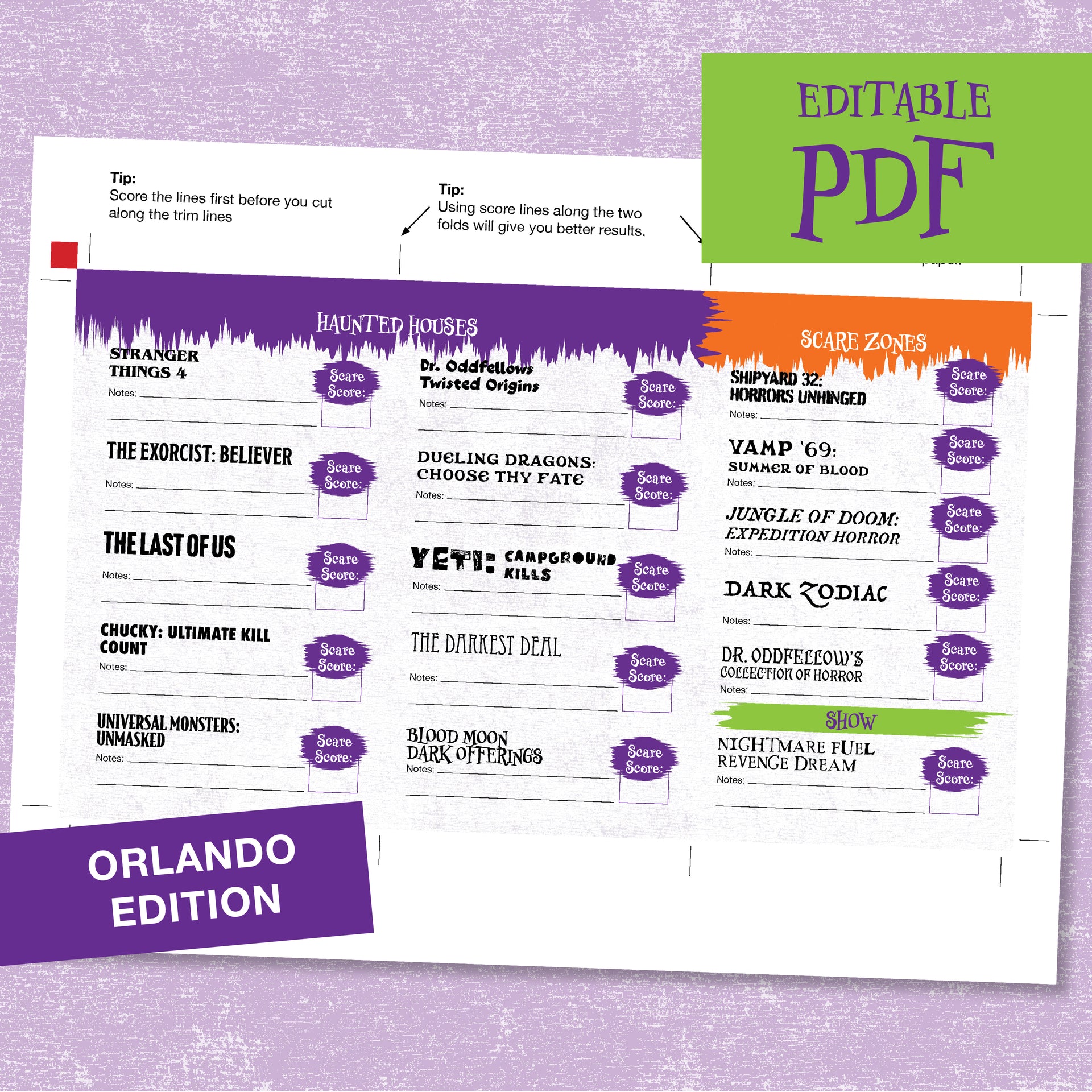 Halloween Horror Nights 2023 Passport PDF for Orlando to download, edit and personalize in Acrobat.