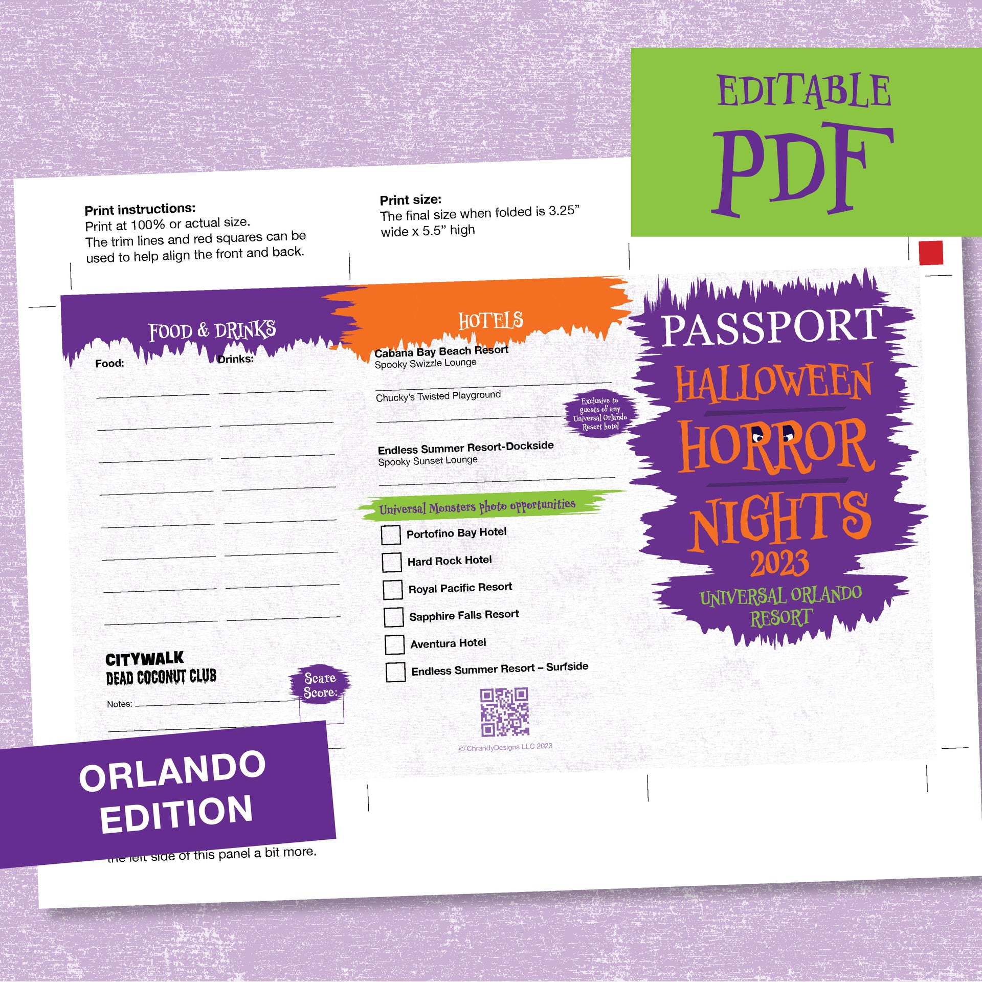 Halloween Horror Nights 2023 Passport PDF for Orlando to download, edit and personalize in Acrobat.