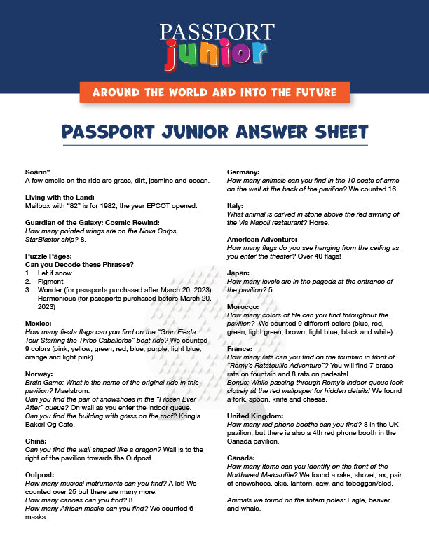 Passport Junior Answer Key