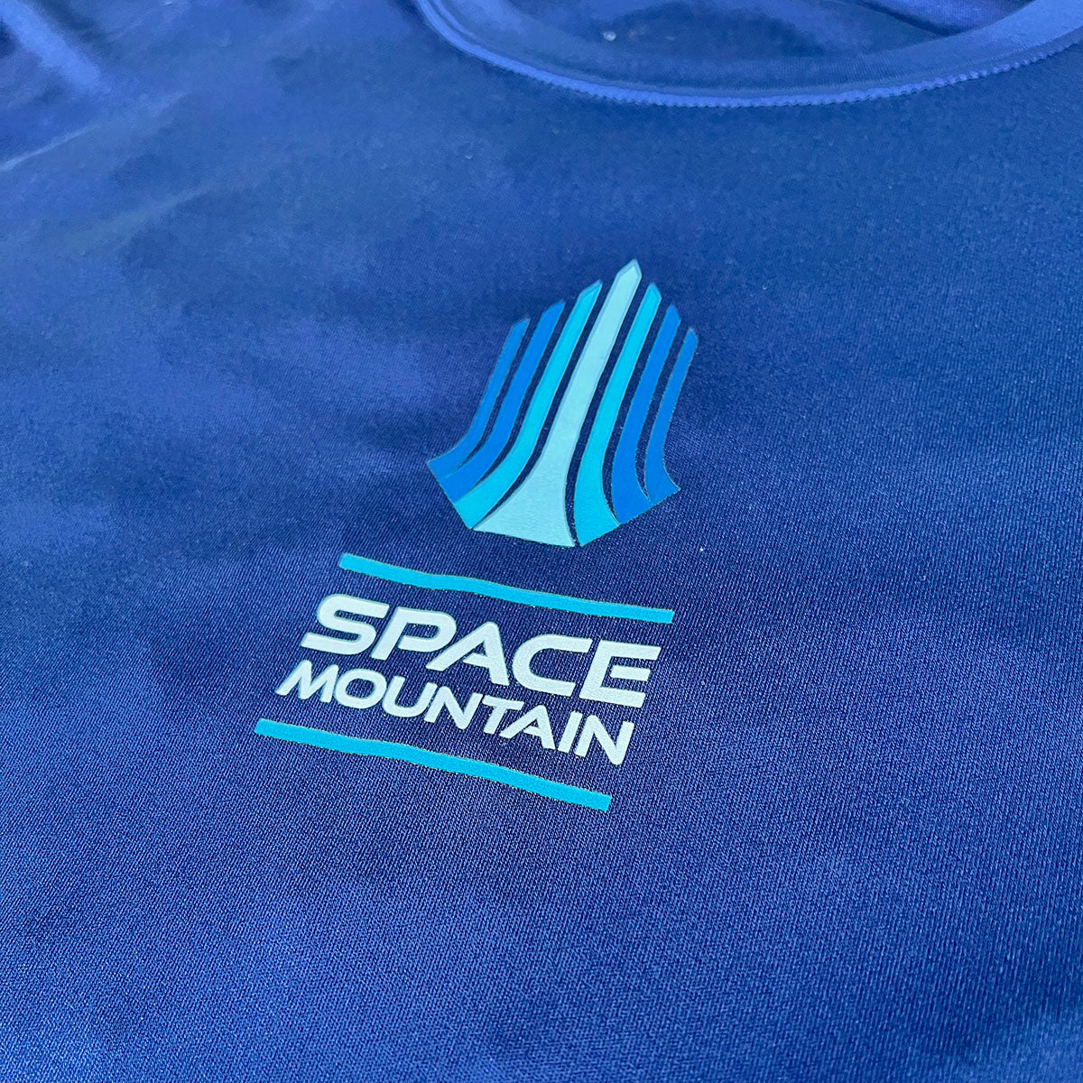 Space Mountain Long Sleeve T-shirt, 100% polyester, true navy, silver and true royal